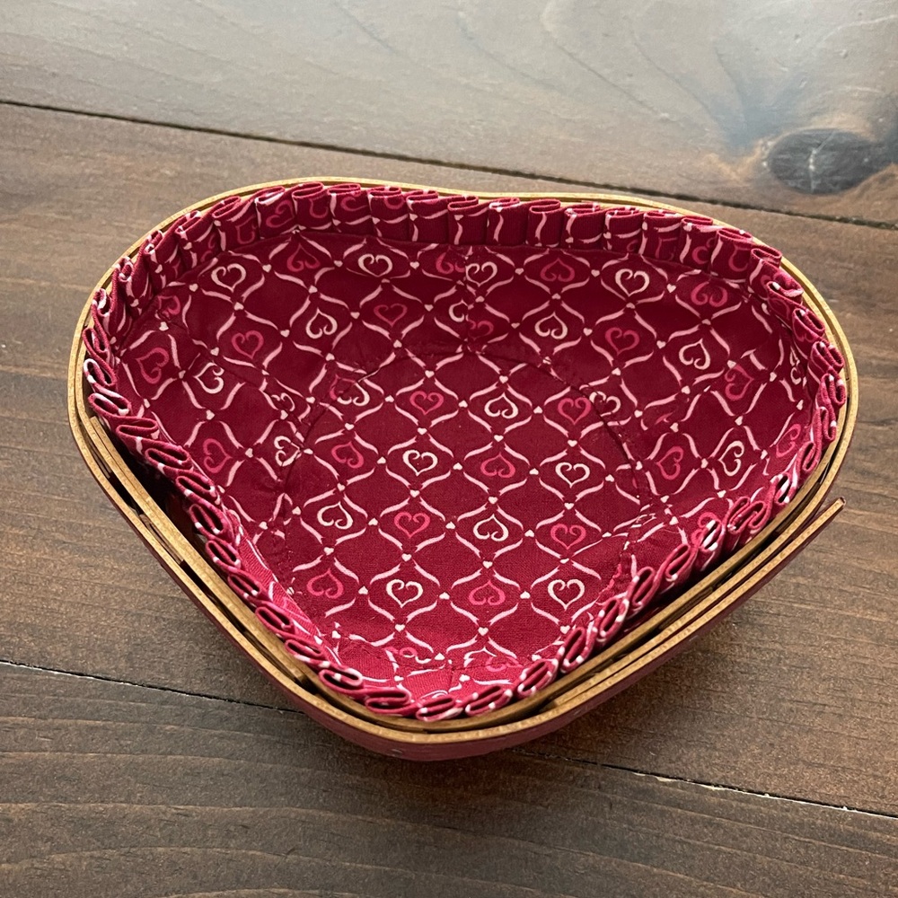 Longaberger Heart Shaped Basket with Liner